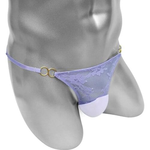 High Cutting Sissy Pouch Panties Sexy Floral Lace Mens Briefs Lingerie See Through Bikini Bulge Penis Pouch Underpantsa