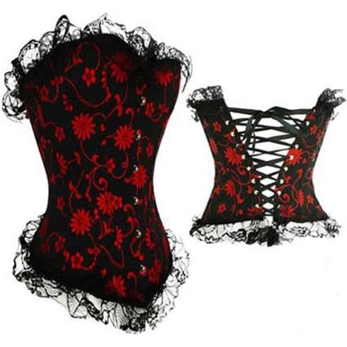 Corset bustiers lace tops for women vintage sexy corsets gothic satin lingerie corselet overbust 2634