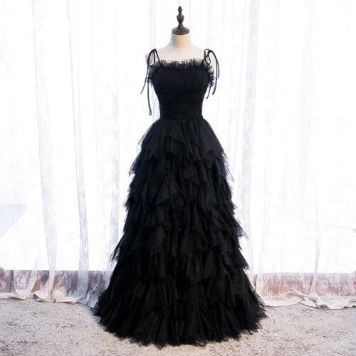 Bespoke Occasion Dresses Illusion Strapless Sleeveless Luxury Black Spaghetti Strap Backless Lace Lady Formal Evening Gown HB248