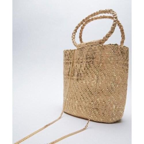 Gold Handmade Lady Handbags Designer Raffia Round Rattan Bags Bohemian Casual Woven Basket Bag 2022 Summer Women Straw Beach Bag