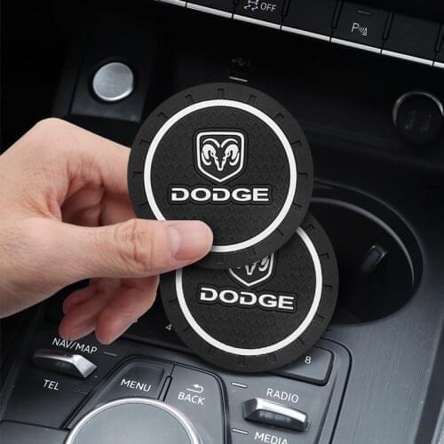 1/2Pcs Car Logo Cup Holder Silicone Coaster Decoration for Dodge journey ram 1500 challenger caliber nitro charger Accessories