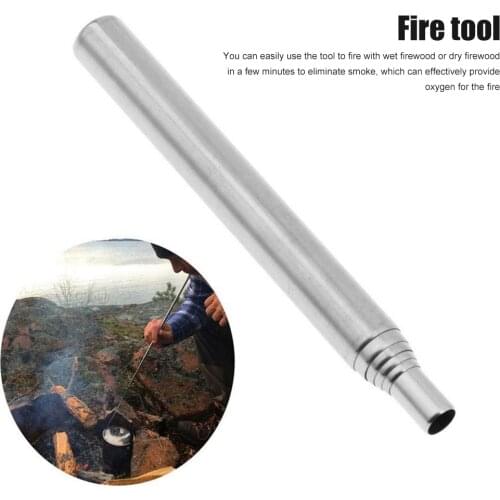 2PCS/Set Gear Fire Bellows Collapsible Outdoor Blow Fire Tube Stainless Steel Telescopic Blowing Fire Pipe #30