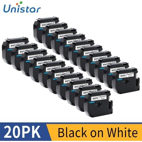 20PCS Compatible for Brother MK231 Printer Tapes Refill Black on White Label Tapes 12mm M-K131 231 for PT-85 PT-75 PT-BB4 PT-55