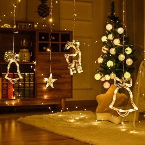 3.5M LED Star Deer Tree Bell Christmas Garland Fairy Curtain String Lights For Home New Year Wedding Party Decoration