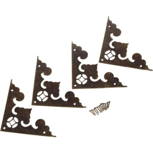 4Pcs 58mm Antique Corner Bracket Jewelry Gift Box Wood Case Decorative Feet Leg Corner Decorative Protector Furniture Fittings
