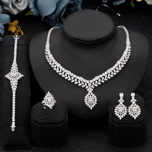 Bride Talk Top Selling Nigerian Bridal Jewelry Set For Wedding Engagement Cubic Zirconia Fashion Women Accessories Luxury Ring