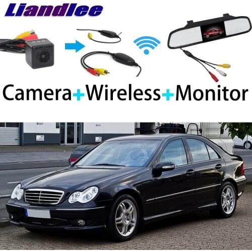 Liandlee 3in1 Wireless Receiver Mirror Monitor Special Rear View Camera Parking For Mercedes Benz C Class MB W203 5D Wagon
