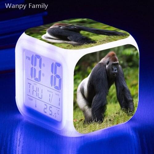 2020 New Gorilla Alarm Clock Childrens room multifunctional color changing luminous digital alarm clock for kids birthday gift