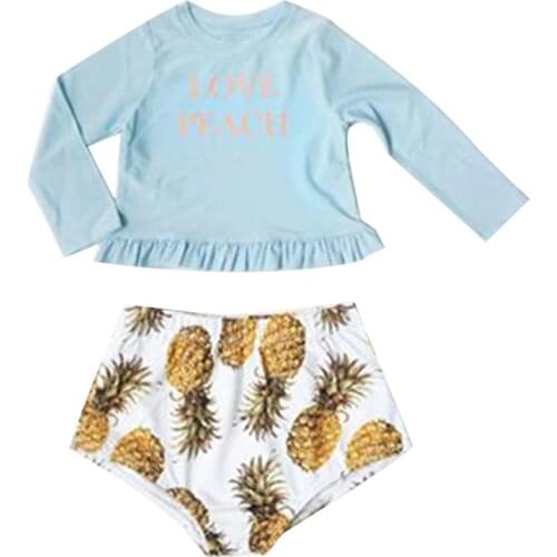 Childrens long sleeve swimsuit split girls lovely princess sunscreen Korean swimsuit