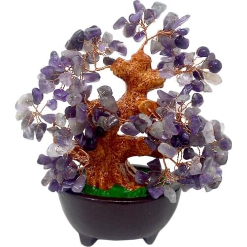 Feng Shui Natural Crystal Money Tree Bonsai Style Decoration for Wealth and Luck