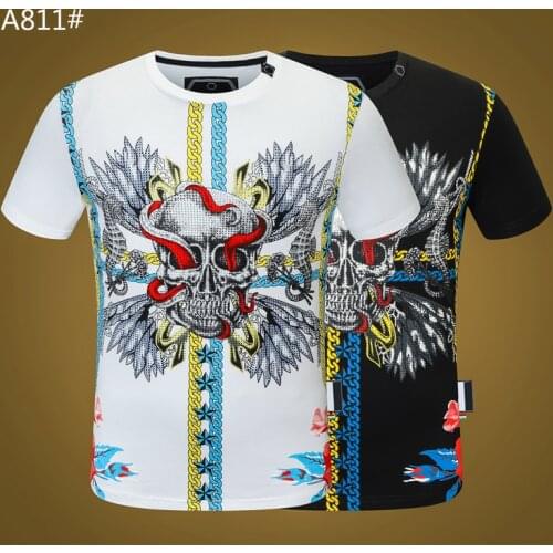 Brand Skull T-shirt Men Black Round Neck Short Sleeve Man Fashion Tops Plein T-shirt Hombre manga corta Manica corta da uomo