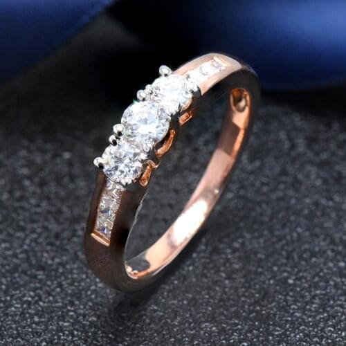 Hutang womens rose gold wedding ring solid 925 sterling silver white zircon engagement bridal fine classic jewelry 2018 new