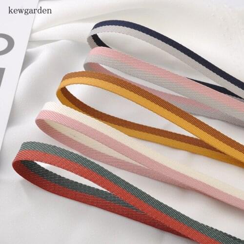 Kewgarden 10mm 1cm Twill Stripe Cotton Ribbons Handmade Tape DIY Hair Bow Satin Ribbon Garment Accessories Packing Riband 10Yard