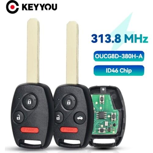 KEYYOU 3 Buttons Car Keyless Entry Remote Key Fob OUCG8D-380H-A For Honda Civic CRV Jazz HRV Fob 313.8 MHz ID46 (7941) Chip