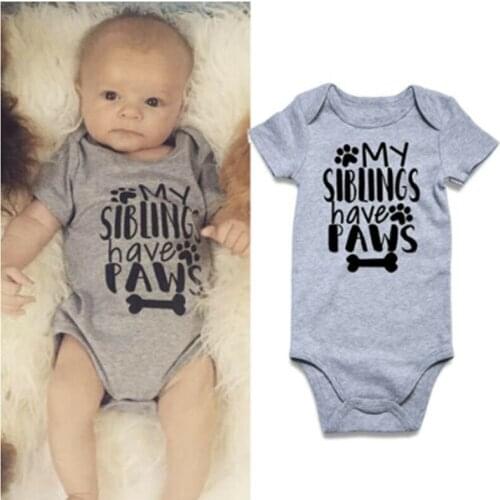 PUDCOCO Newborn Baby Boys Girls Cotton Bodysuit Short Sleeve Letter Jumpsuit 0-18M