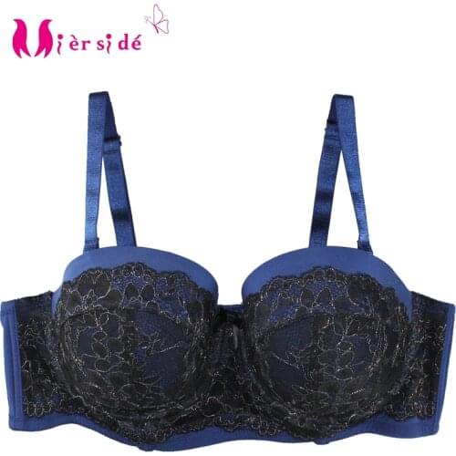Mierside 1053 Plus size Push Up Bra Pink/Blue with Gold Lace Sexy Bralette Comfortable Women Underwear Everyday38-46B/C/D/DD/DDD