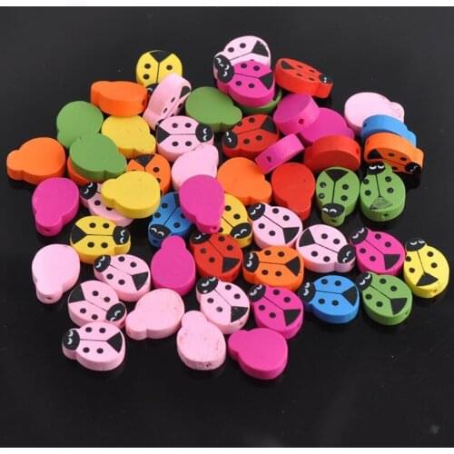 Mixed Color Wooden Cute Ladybird Beads For Jewelry making DIY 20x15mm 20pcs KL188
