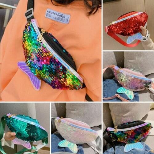 New Kids Cute Sequin Small Bag Purse Single Shoulder Crossbody Handbag Fashion Waist Packs Coin Purses For Children Chest Bags