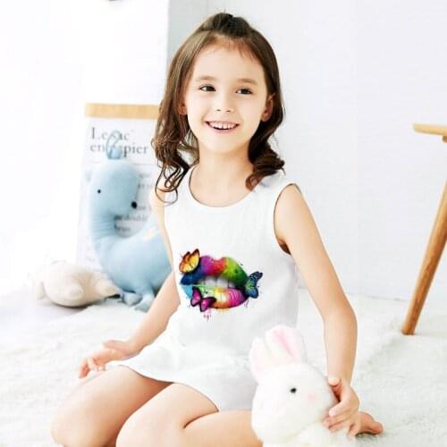 New Shelves Girls Dress Sexy Colorful Big Mouth Painted Printed Toddler Girl Dresses Harajuku Girls Dresses Casual Kids Clothes