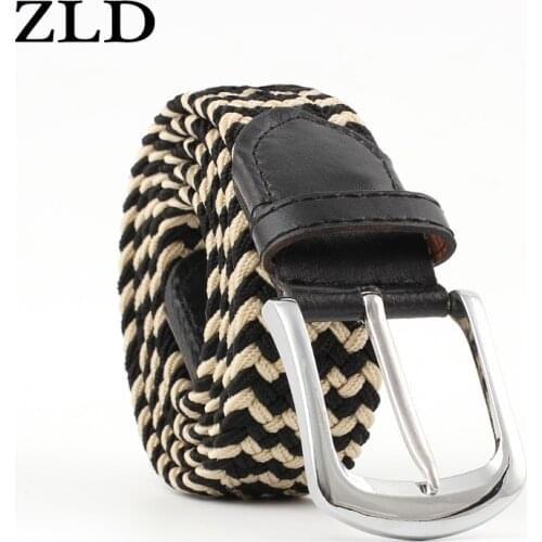 ZLD women Elastic Stretch Waist Belt Canvas Stretch Braided Elastic Woven pu Leather Belts Wide Hot Metal Stretch Belt For Men