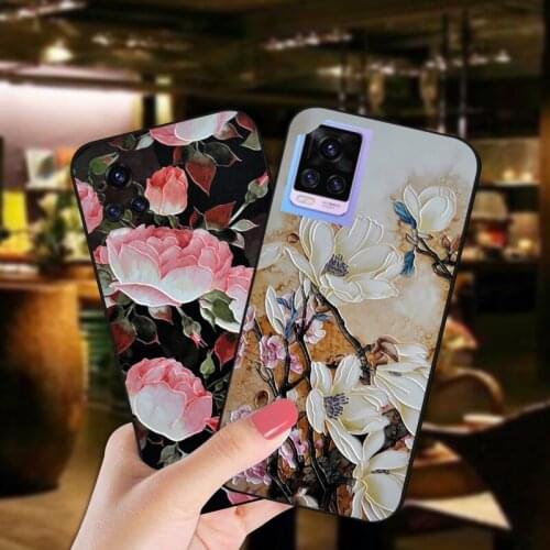 Luxury 3D Relief Flower Case For Vivo U3X Z5X S6 Y50 Y11 Y19 2019 Bumper Matte Back Cover For Vivo S7 V20 Pro Y20 S7E Y73S