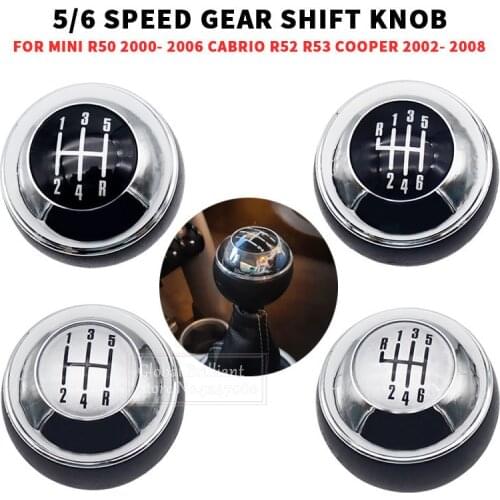5/6 Speed Manual Car Gear Shift Knob Shifter Lever Handle Ball Round For Mini R50 2000-2006 Cabrio R52 2002-2008 25117542278