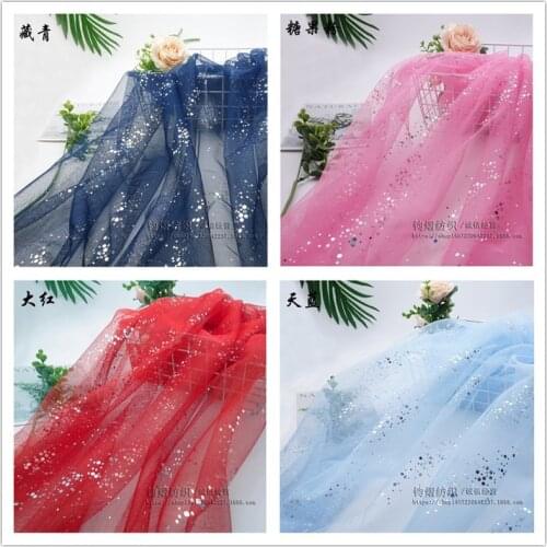 1Meter Galaxy Dot Sequins Mesh Fabric For Girls' Tulle Dress Dolls Cloth Puff Skirt Garment Sewing Decorative Patchwork Material