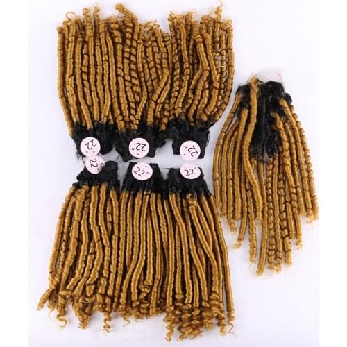Synthetic Fummi Curly Hair Bundles With Closure 6 Bundles One Set 22 Inches Hair Extension For Black Women