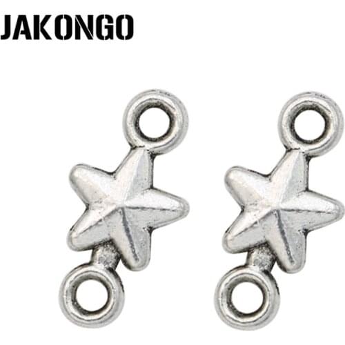 30pcs Antique Silver Plated Star Charm Connectors Jewelry Making Bracelet Findings Accessories DIY Handmade Craft 15x8mm