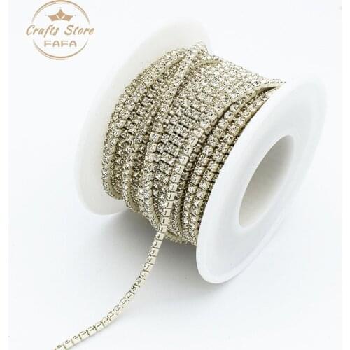 Super Shinning Rhinestones Chain White Glass Flatback Crystal With Same Color Bottom 5Yards