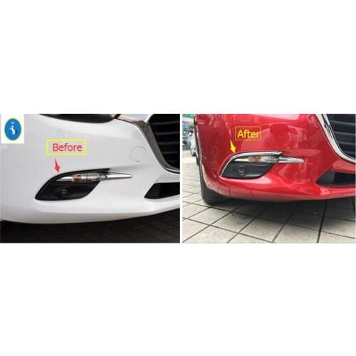 Yimaautotrims Auto Accessory Front Fog Lights Foglight Lamp Frame Cover Trim 2 Piece For Mazda 3 Sedan Hatchback 2017 2018