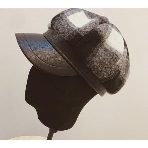 Womens Newsboy Cap Wool Visor Cabbie Fiddler Winter Hats Octagonal Paperboy Hat Girls Gift