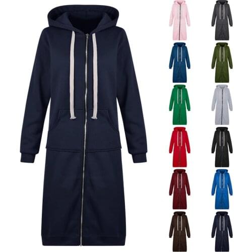 LITTHING Women Hoodies Sweatshirt Oversized Casual Autumn Zipper Hooded Pullover Long Coats Solid Pocket Tops Jackets 5XL