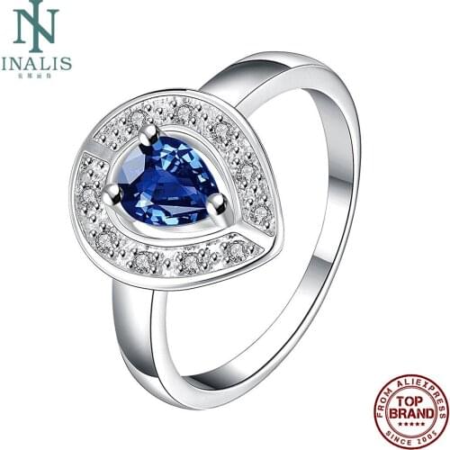 Rings For Women Silver Plated Water Drop Shape Cubic Zircon Finger Rings Fashion Romantic Advanced Engagement Lady Jewelry New