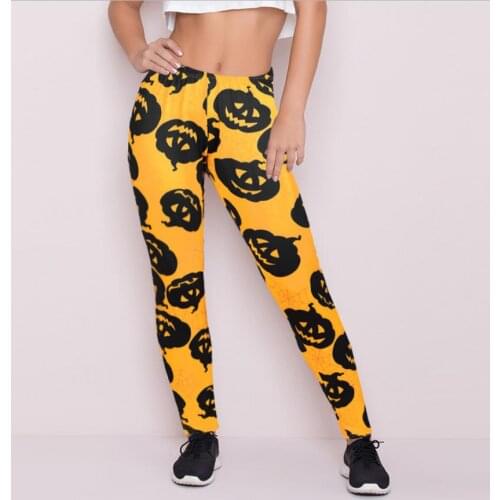 2020 Winter Women Halloween Leggings Pumpkin Skinny Pants High Waist Stretch Printed Slim Pencil Trousers Leggings Casual Pants