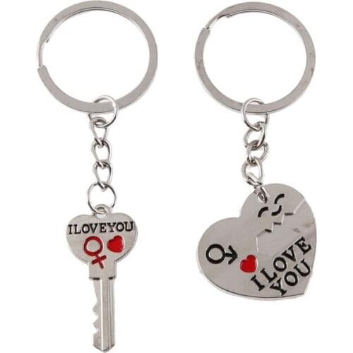 1 Pair Couple I LOVE YOU Letter Keychain Heart Key Ring Silvery Lovers Love Key Chain Souvenirs Valentines Day Jewelry Gifts