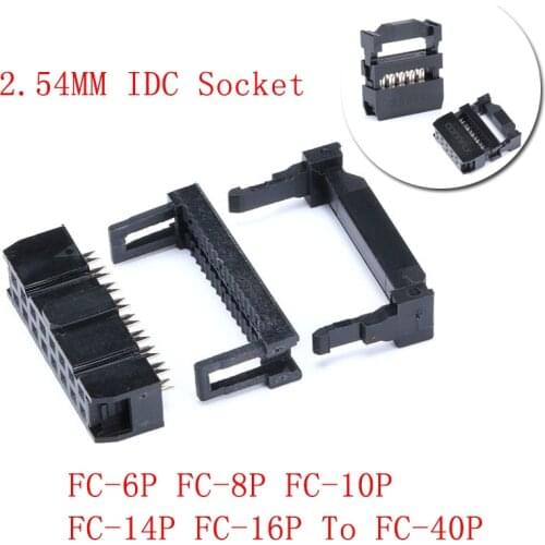 10 Sets 2.54mm IDC Socket 2x5 Pin 10 Pin Dual Row IDC Female Header Socket Connector FC-6P FC-8P FC-10P To FC-40P cable socket