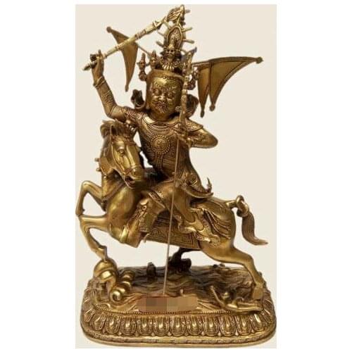17" Tibet Tibetan Buddhism copper gilt hand made king gesar Buddha statue