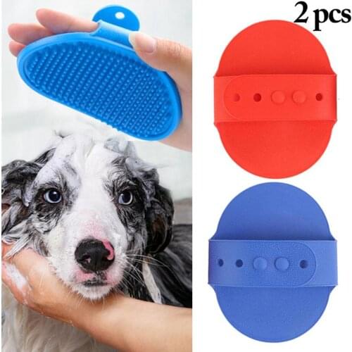 2 Pcs/Set Pet Dogs Cats Bath Brush Silicone Puppy Grooming Massage Brushes Portable Dog Hair Dematting Comb Dog Accessories