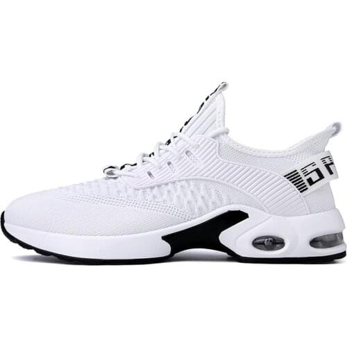 2020 Summer Breathable Men Running Sneakers Fashion Air Cushion Mesh Casual Shoe Lace Up Trainers Sport White Tennis Shoes 39-44