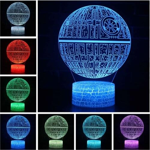 Star Wars Death Star Figure 3D Illusion LED Nightlight Lamp Sleeping Light Model Acrylic Smart Action & Toy Fgures For Kid Gift