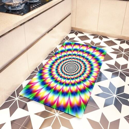 3D Vortex Vision Floor Mat Living Room Bedroom Area Rugs Large Bathroom Decoration Carpet Print Circular Flower Type Vertigo