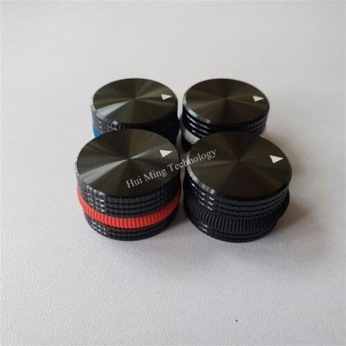 4pcs aluminum knob grid Color circle potentiometer knob 25*15.5*6mm Scrub black Volume switch cap Encoder amplifier