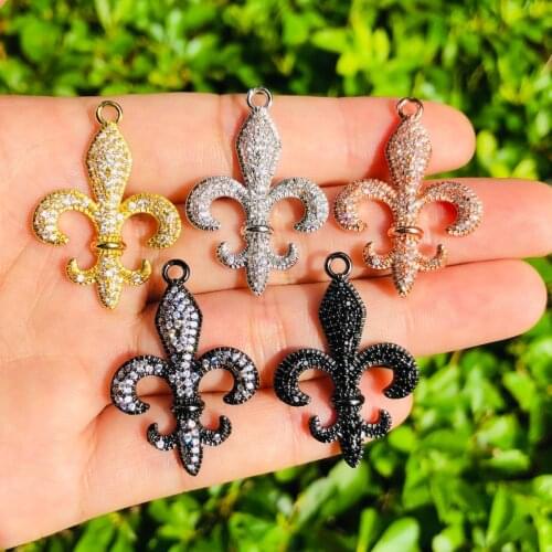 5pcs Fleur De Lis Charm for Women Bracelet Necklace Making Gold Plated Bling Pendant for Handcrafted Jewelry Accessory Wholesale