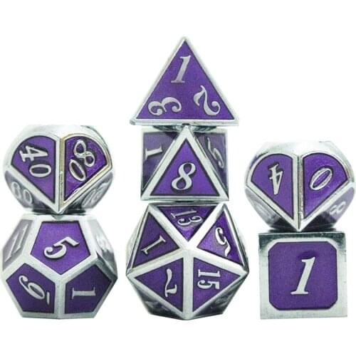 Zinc Alloy Polyhedral 7pcs Metal Dice Set with Black Drawstring Bag As Collection, for D&d Party/Family Games RPG Dados