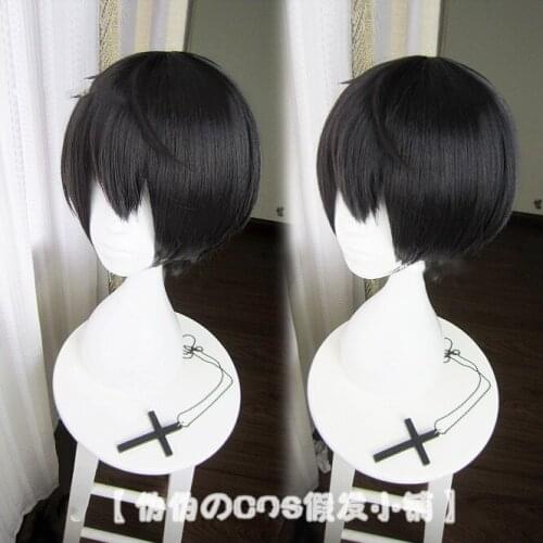 Anime Ensemble Stars Sakuma Ritsu Wigs Black Short Heat Resistant Synthetic Hair Cosplay Wigs + Wig Cap