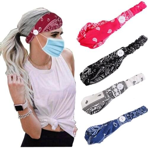 Velvet Elastic Hair Bands Sport Quick Dry Sweat Printed Hairband With Button Head Wrap Headband Hair Band Hair Accessories