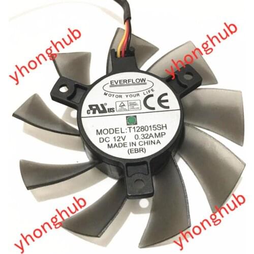 Everflow N240 N250 GTS240 250 GTS450 T128015SH Server Cooling Fan DC 12V 75X75X16mm 3-wire