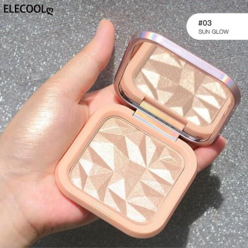 ELECOOL Highlighter Makeup Facial Bronzers Palette Shimmer Pink Powder Makeup Glow Face Contour Highlight Pallet Cosmetics