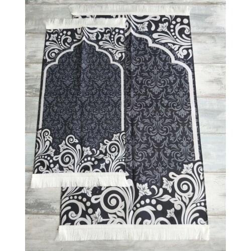 PERFECT SUIT WITH ITS WONDERFUL PATTERN FATHER SON FATHER Prayer Rug Set BLACK Free SH muslimislamic gift سجاد صل FREE SHİPPİNG